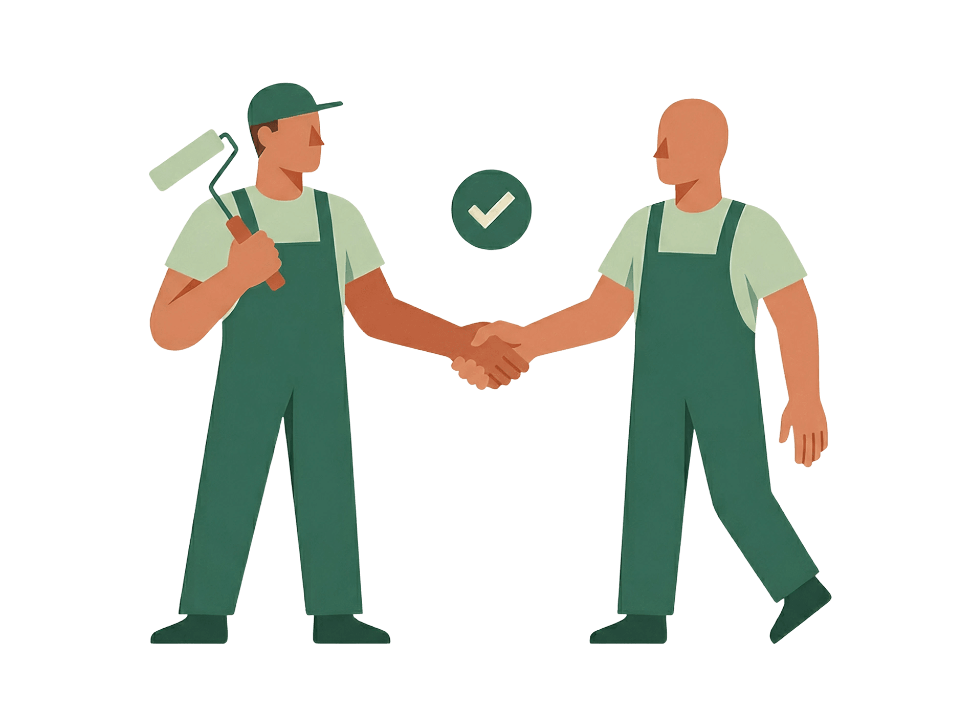 Deux artisans peintres se serrant la main - rejoignez le réseau Peinture Paris